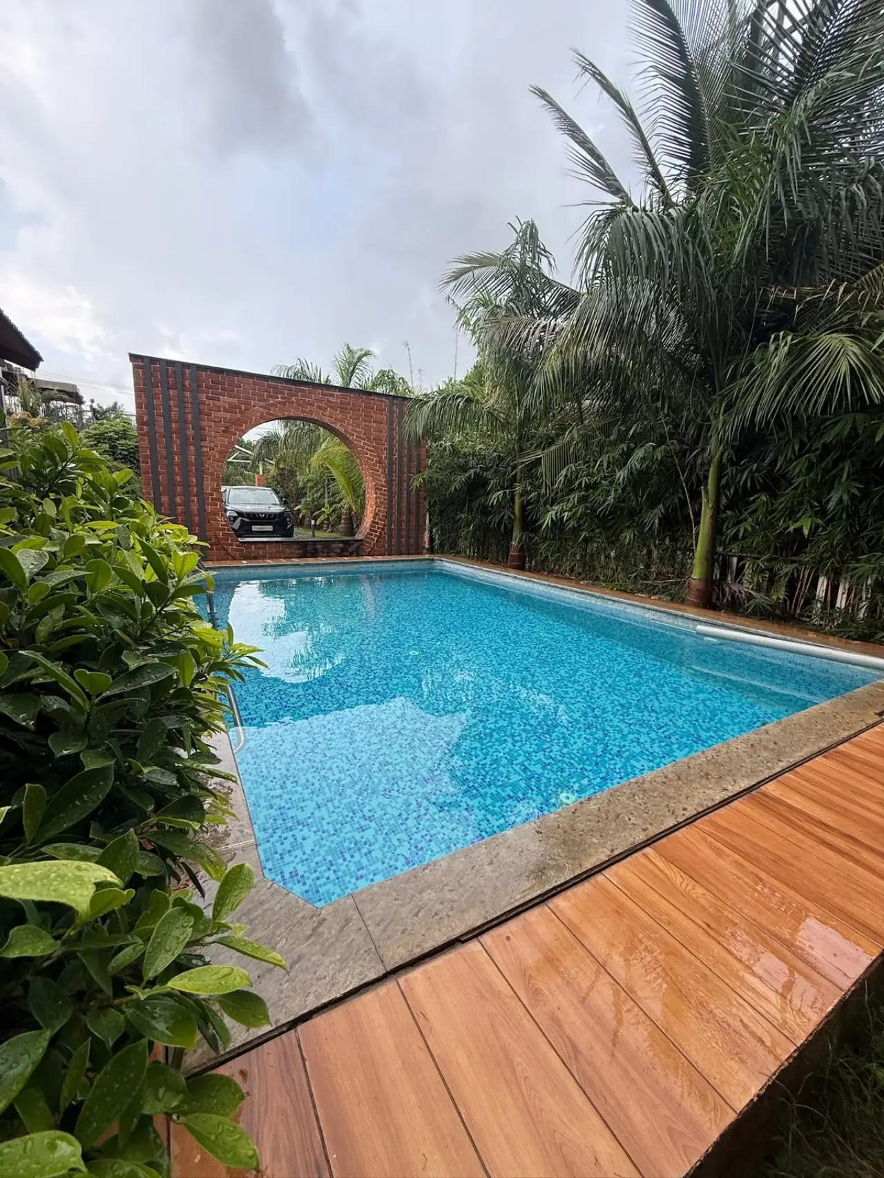 Private swimming pool at wooden escape, Tolkatta, Moinabad