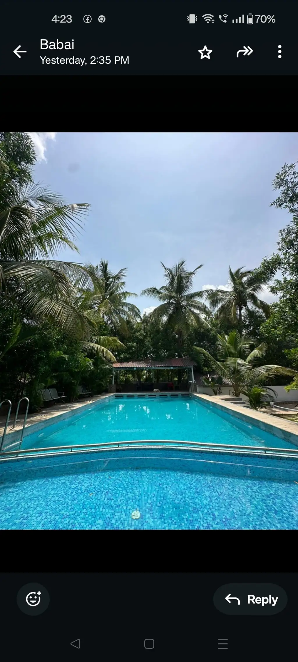 Private swimming pool at Dunduubhi farms, Peddamangalaram, Moinabad