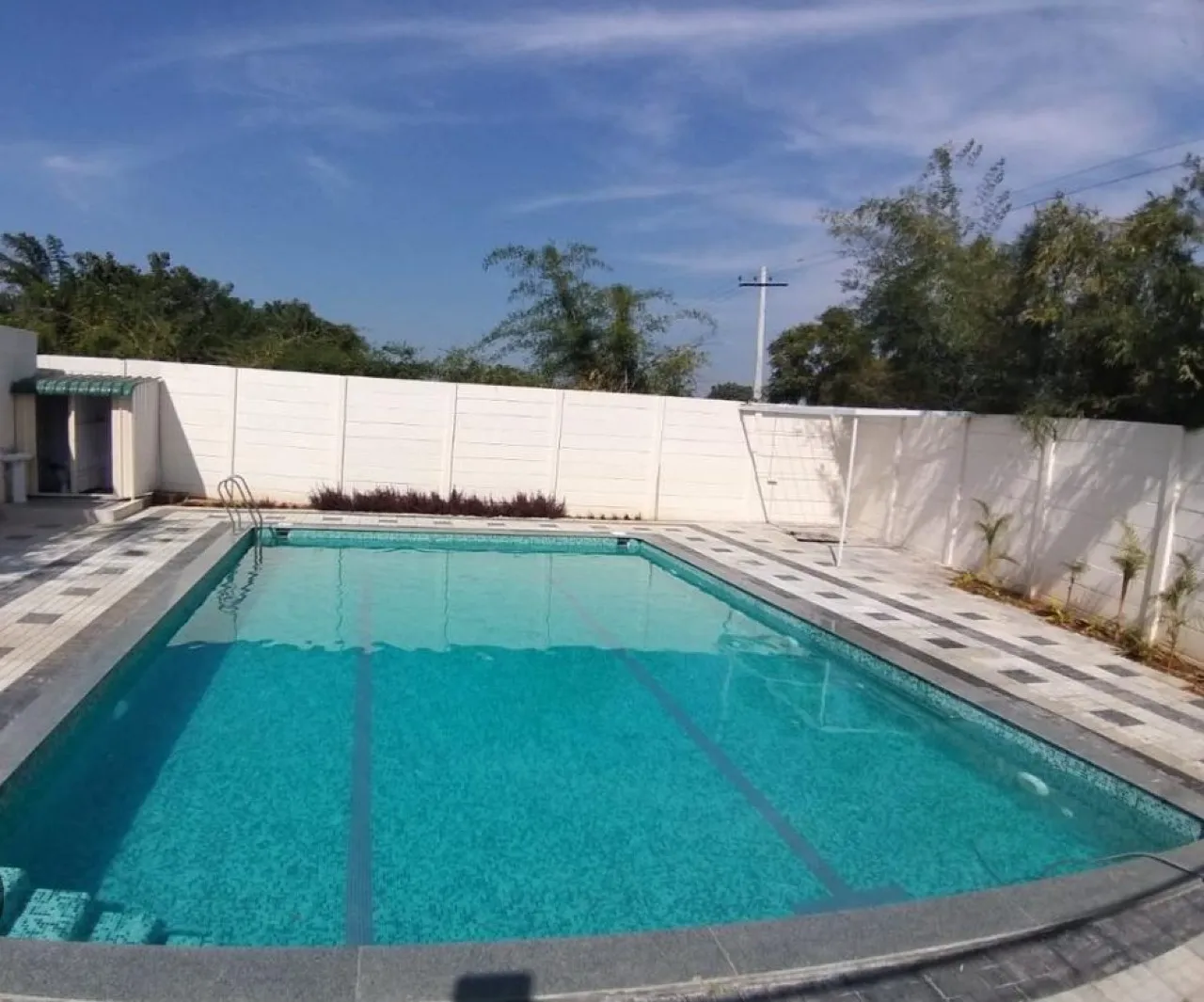 Private swimming pool at White House with Box Cricket, Moinabad