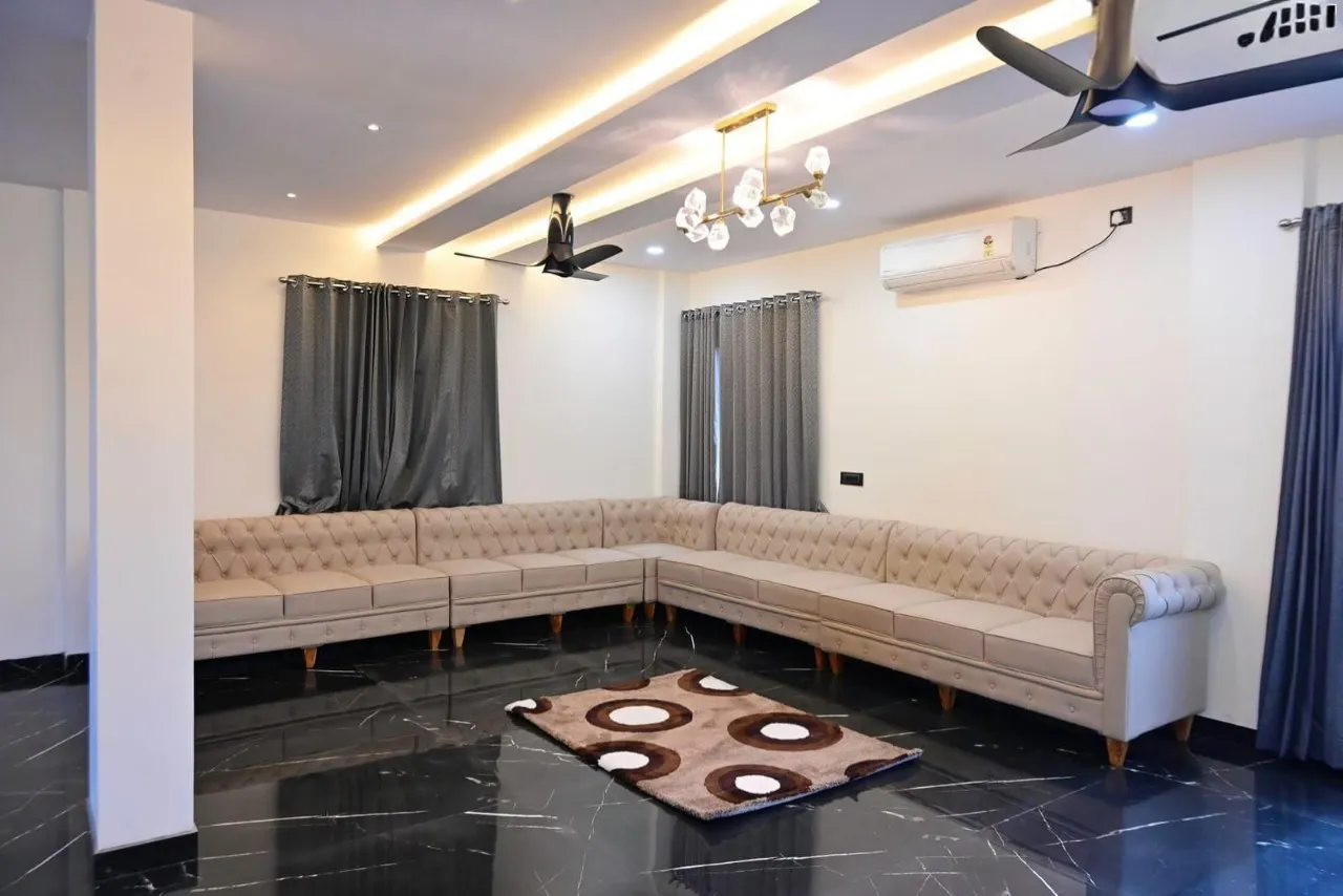 Living room at Z Farmhouse, Surangal, Moinabad